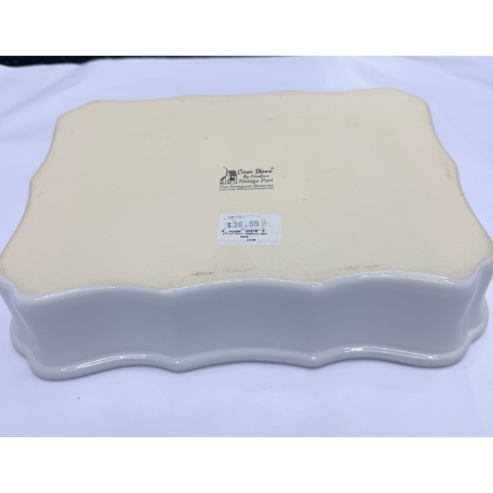 Casa Stone by Casafina White Stoneware Scalloped Rectangular Baker Set of 2 - Picture 9 of 12